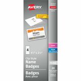 Avery Garment Friendly Clip Style Name Badge Kitfor Laser and Inkjet Printers, 2" x 3" - 24 / Pack
