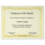 First Base Deco Gold Foil/Linen Certificate - 24 lb Basis Weight - 8.50" x 11" - Paper - 12 / Pack