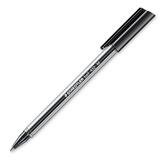 Staedtler Triangular Ball Pen - Medium Pen Point - Black - Clear Barrel - 10 / Box