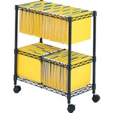 Safco 2-Tier Rolling File Cart - 136.08 kg Capacity - 4 Casters - Steel - x 25.8" Width x 14" Depth x 29.8" Height - Black - 1 Each