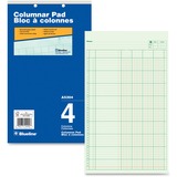 Blueline Columnar Pad - 50 Sheet(s) - Gummed - 8 1/4" (21 cm) x 14" (35.6 cm) Sheet Size - 2 x Holes - 4 Columns per Sheet - Green Sheet(s) - Blue Cover - Recycled - 1 Each