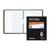 Blueline 767 Series Double Format Columnar Book - 80 Sheet(s) - Spiral Bound - 10" (25.4 cm) x 12 1/4" (31.1 cm) Sheet Size - 6 Columns per Sheet - White Sheet(s) - Black Cover - Recycled - 1 Each