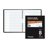 Blueline 767 Series Single Format Columnar Book - 80 Sheet(s) - Spiral Bound - 10" (25.4 cm) x 12 1/4" (31.1 cm) Sheet Size - 8 Columns per Sheet - White Sheet(s) - Black Cover - Recycled - 1 Each