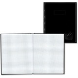 Blueline Notebook - Square A9Q - 96 Sheets - 192 Pages - Quad Ruled - 7 1/4" x 9 1/4" - 9.50" (241.30 mm) x 7.43" (188.72 mm) - White Paper - Black Cover - Hard Cover, Index Sheet, Self-adhesive Tab