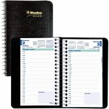 Blueline Daily Planner - Daily - January 2024 - December 2024 - 7:00 AM to 7:30 PM - Half-hourly - 1 Day Single Page Layout - 3 1/2" x 6" Sheet Size - Spiral Bound - Black - Bilingual, Appointment Schedule, Notes Area, Expense Form, Phone Directory, Addre