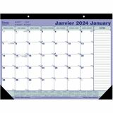 Blueline Blueline Monthly Desk Pad Calendar - Monthly - January 2024 - December 2024 - 21 1/4" x 16" Sheet Size - Desk Pad - Bilingual, Notepad, Reference Calendar, Perforated, Tear-off - 1 Each