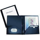 Winnable Report Cover - 10" x 11 1/2" - 3 Fastener(s) - 2 Pocket(s) - Dark Blue - 1 Each