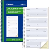 Blueline Receipt Book - 200 Sheet(s) - Spiral Bound - 2 PartCarbonless Copy - 6 5/8" (16.8 cm) x 10 5/8" (27 cm) Sheet Size - Blue Cover - 1 Each