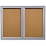 Ghent 2-Door Enclosed Bulletin Board - 48" (1219.20 mm) Height x 36" (914.40 mm) Width - Cork Surface - Shatter Resistant - 1 Each