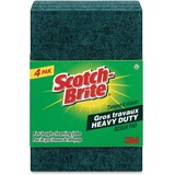 3M Scotch-Brite Scour Pad - 4" Height x 6" Width - 4/Pack - Green