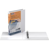 QuickFit QuickFit Round Ring View Binder - 1" Binder Capacity - Letter - 8 1/2" x 11" Sheet Size - Round Ring Fastener(s) - Internal Pocket(s) - White - Recycled - Easy Insert Spine, Clear Overlay - 1 Each