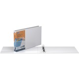 QuickFit QuickFit Angle D-ring Deluxe Ledger Spreadsheet View Binder - 1 1/2" Binder Capacity - 11" x 17" Sheet Size - D-Ring Fastener(s) - Internal Pocket(s) - Suede - White - Recycled - Clear Overlay, Locking Ring, Heavy Duty, Easy Insert Spine, Antimic
