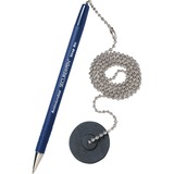MMF Secure-A-Pen Counter Pen - Medium Pen Point - Refillable - Blue - Blue Barrel - 1 Each