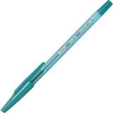 Better Ballpoint Stick Pen - Medium Pen Point - Refillable - Green - Clear Barrel - Stainless Steel Tip - 1 Each