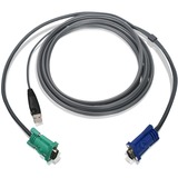IOGEAR USB KVM Cable - HD-15 Male - Type A Male USB - 10ft - Dark Gray