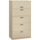 HON Brigade 600 H685 Lateral File - 36" x 18"67" - 5 Drawer(s) - Finish: Putty