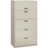 HON Brigade 600 H685 Lateral File - 36" x 18"67" - 5 Drawer(s) - Finish: Light Gray