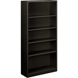 HON Brigade Steel Bookcase | 5 Shelves | 34-1/2"W | Black Finish - 5 Shelf(ves) - 71" Height x 34.5" Width x 12.6" Depth - Adjustable Shelf, Reinforced, Welded, Durable, Compact - Steel