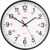 GBC 9847027 Bates 12/24 Quartz Wall Clock - Analog - Quartz - White Main Dial - Black