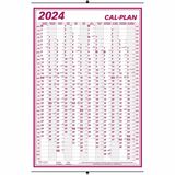 Brownline Laminated Yearly Wall Calendar - Yearly - January 2024 - December 2024 - 24" x 36" Sheet Size - Bilingual, Laminated, Erasable, Eyelet - 1 Each