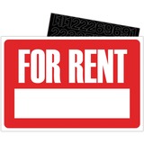 U.S. Stamp & Sign For Rent Sign Kit - 1 Each - For Rent Print/Message - 12" (304.80 mm) Width x 8" (203.20 mm) Height - Rectangular Shape - White Print/Message Color - Plastic - White, Red