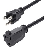 StarTech.com 10ft (3m) Power Extension Cord, NEMA5-15R to NEMA5-15P Black Extension Cord, 13A 125V, 16AWG, Computer Power Extension Cable - AC power extension cord 10ft/3m 16AWG power supply extension cable NEMA 5-15R to NEMA 5-15P connectors; 125V at 13A; UL listed; Fully molded connectors; 3 Conductor extension cord; Fire rating VW-1; Jacket Rating SJT; Jacket material PVC