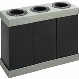 Safco At-Your-Disposal 3-bin Recycling Center - 105.99 L Capacity - Rectangular - 33" Height x 46" Width x 16" Depth - Corrugated Plastic - Black - 1 Each