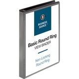 Business Source Round-ring View Binder - 1" Binder Capacity - Letter - 8 1/2" x 11" Sheet Size - 225 Sheet Capacity - Round Ring Fastener(s) - 2 Internal Pocket(s) - Polypropylene, Chipboard - Black - Wrinkle-free, Gap-free Ring, Clear Overlay, Non Locking Mechanism, Sturdy, Non-glare, Durable - 1 Each