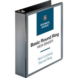 Business Source Round-ring View Binder - 2" Binder Capacity - Letter - 8 1/2" x 11" Sheet Size - 475 Sheet Capacity - Round Ring Fastener(s) - 2 Internal Pocket(s) - Polypropylene, Chipboard - Black - Wrinkle-free, Gap-free Ring, Clear Overlay, Non Locking Mechanism, Sturdy, Non-glare, Durable - 1 Each
