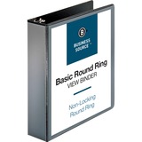 Business Source Round-ring View Binder - 2" Binder Capacity - Letter - 8 1/2" x 11" Sheet Size - 475 Sheet Capacity - Round Ring Fastener(s) - 2 Internal Pocket(s) - Polypropylene, Chipboard - Black - Wrinkle-free, Gap-free Ring, Clear Overlay, Non Lockin