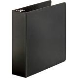 Business Source Basic Round-ring Binder - 3" Binder Capacity - Letter - 8 1/2" x 11" Sheet Size - 3 x Round Ring Fastener(s) - Inside Front & Back Pocket(s) - Vinyl - Black - 544.3 g - Exposed Rivet, Non Locking Mechanism, Sheet Lifter, Open and Closed Tr