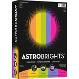 Astrobrights Color Card Stock "Happy" , 5 Assorted Colours - Letter - 8 1/2" x 11" - 65 lb Basis Weight - 250 / Pack - Acid-free, Lignin-free - Cosmic Orange, Solar Yellow, Terra Green, Venus Violet, Fireball Fuchsia