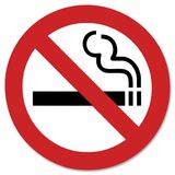 Headline 9602 No Smoking Sign - 1 Each - 6" (152.40 mm) Width x 6" (152.40 mm) Height - Square Shape - Black, Red Print/Message Color - Self-adhesive - Indoor - White