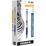 Zebra Pen G-301 41320 Ballpoint Pen - Medium Pen Point - 0.7 mm Pen Point Size - Refillable - Blue Gel-based Ink - Stainless Steel Barrel - 1 Each