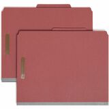 Smead 2/5 Tab Cut Letter Recycled Classification Folder - 8 1/2" x 11" - 2" Expansion - 6 x 2K Fastener(s) - 1" Fastener Capacity, 2" Fastener Capacity - Top Tab Location - Right of Center Tab Position - 2 Divider(s) - Pressboard - Red - 100% Recycled - 1