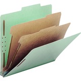 Smead 2/5 Tab Cut Letter Recycled Classification Folder - 8 1/2" x 11" - 2" Expansion - 6 x 2K Fastener(s) - 1" Fastener Capacity, 2" Fastener Capacity - Top Tab Location - Right of Center Tab Position - 2 Divider(s) - Pressboard - Gray, Green - 100% Recycled - 10 / Box