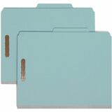 Smead 2/5 Tab Cut Letter Recycled Classification Folder - 8 1/2" x 11" - 2" Expansion - 6 x 2K Fastener(s) - 1" Fastener Capacity, 2" Fastener Capacity - Top Tab Location - Right of Center Tab Position - 2 Divider(s) - Pressboard - Blue - 100% Recycled - 10 / Box