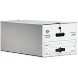 Business Source Light Duty Legal Size Storage Box - External Dimensions: 15" Width x 24" Depth x 10"Height - Media Size Supported: Legal - String/Button Tie Closure - Light Duty - Stackable - White - For File - Recycled - 12 / Carton