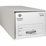 Business Source Drawer Storage Boxes - External Dimensions: 12.5" Width x 23.3" Depth x 10.3"Height - Media Size Supported: Letter - Light Duty - Stackable - White - For File - Recycled - 6 / Carton