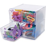 Deflecto Stackable Cube Organizer - 4 Drawer(s) - 6" Height x 6" Width x 7.3" Depth - Desktop - Stackable - Clear - Plastic - 1 Each