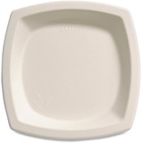 Solo Eco-Forward Square Bagasse Plate - 6" - Microwave Safe - Ivory - Bagasse Body - 125 / Pack