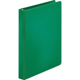 Business Source Basic Round Ring Binder - 1" Binder Capacity - Letter - 8 1/2" x 11" Sheet Size - 225 Sheet Capacity - 3 x Round Ring Fastener(s) - Chipboard, Polypropylene - Green - Open and Closed Triggers, Sturdy, Exposed Rivet - 1 Each