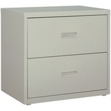 Lorell Lateral File - 2-Drawer - 30" x 18.6" x 28.1" - 2 x Drawer(s) for File - A4, Letter, Legal - Interlocking, Ball-bearing Suspension, Adjustable Glide - Light Gray - Steel - Recycled