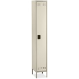 Safco Single-Tier Two-tone Locker with Legs - 18" x 12" x 78" - Recessed Locking Handle - Tan - Steel