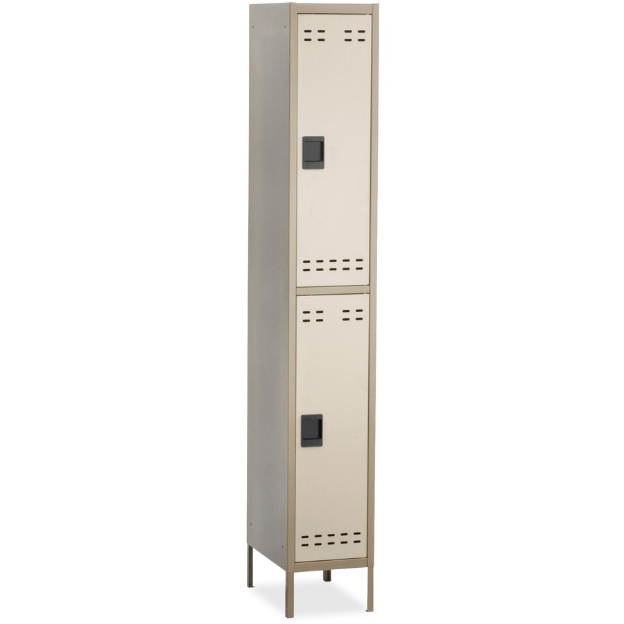Safco Double-Tier Two-tone Locker with legs - 12" (30.48 cm) Width x 18" (45.72 cm) Depth x 78" (198.12 cm) Height - Recessed Locking Handle - Tan - Steel