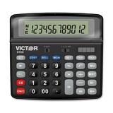 Victor 9700 Desktop Calculator - 12 Digits - Battery/Solar Powered - 0.6" x 5.9" x 5.5" - Black - 1 Each