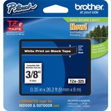 Brother P-touch TZe Laminated Tape Cartridges - 3/8" Width - Rectangle - White - Polyethylene Terephthalate (PET), Polyester Film - 1 Each - Grease Resistant, Grime Resistant, Temperature Resistant