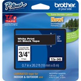 Brother P-Touch TZe Flat Surface Laminated Tape - 45/64" Width - White, Black - 1 Each - Water Resistant - Grease Resistant, Grime Resistant, Temperature Resistant