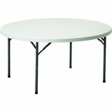 Offices To Go Lite-Lift II | 60" Round Folding Table - Oyster Gray Round Top - Charcoal Folding, Textured, Epoxy Base - 4 Legs - 200 lb (90.72 kg) Capacity - 60" (1524 mm) Table Top Width x 60" (1524 mm) Table Top Depth - 29.2" (741.68 mm) Height - Multip