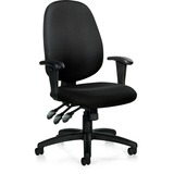 Offices To Go Six 13 Multi-Tilter Chair - Black Polyester Seat - Medium Back - 5-star Base - Black - Quilted Fabric - 1 Each